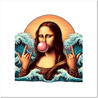 Mona Lisa Water Wave Retro Posters and Art